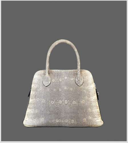 New Luxury Genuine Exotic Leather Lizard Skin Ladies Tote Shoulder Bag Handmade